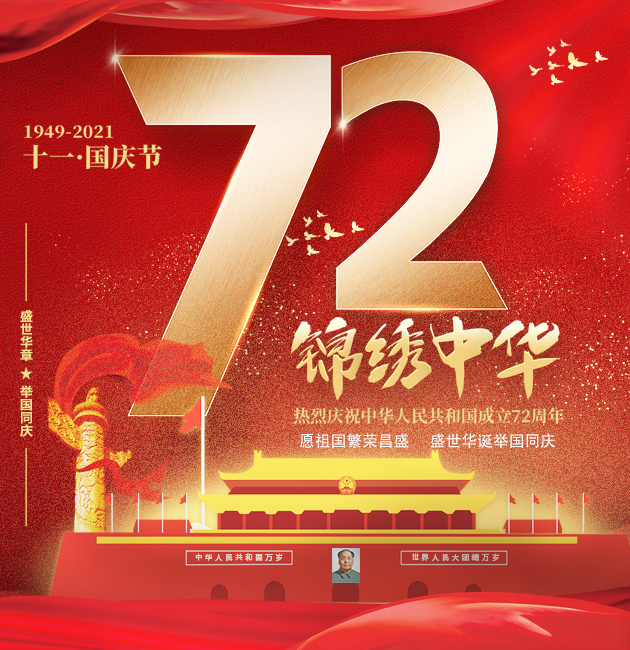锦绣中华，繁荣昌盛，祝贺中华人民共和国成立72周年
